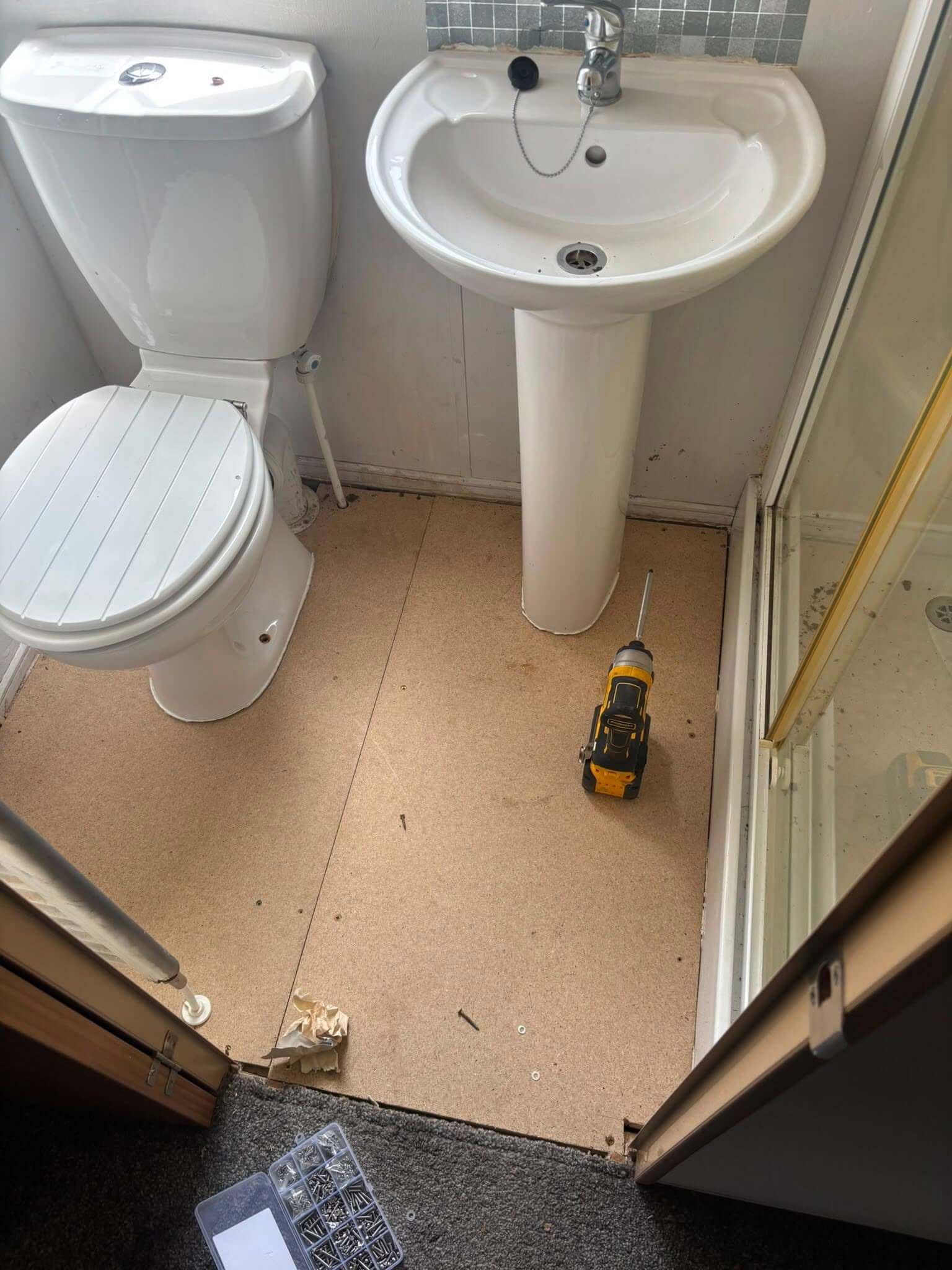New Flooring Panels Installed in a Static Caravan Bathroom